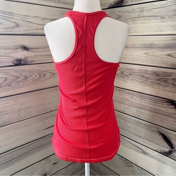 Adidas Bright Coral Ribbed Racerback Athletic Tank Top - Picture 4 of 5
